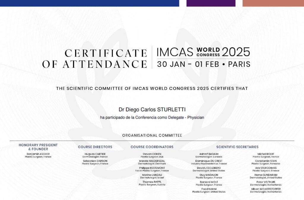 certificado IMCAS 2025 Dr Sturletti